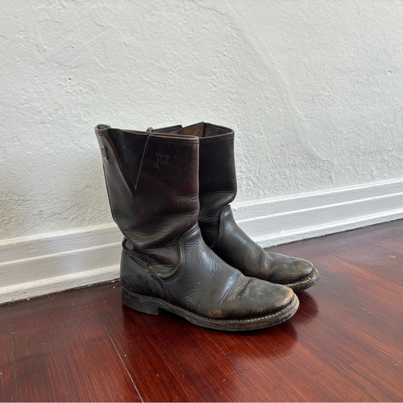 Classic Black Leather motorcycle cowboy Boots